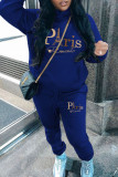 Casual Print Pocket Patchwork Hooded Long Sleeve Two Pieces
