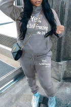 Casual Solid Color Patchwork Hooded Long Sleeve Two Pieces