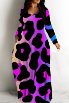 Casual Print Basic V Neck Long Dresses