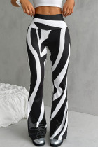Casual Stripe Patchwork Boot Cut Mid Waist Speaker Full Print Bottoms