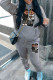 Casual Print Pocket Patchwork Hooded Long Sleeve Two Pieces