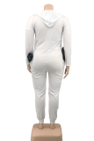 Casual Solid Patchwork Hooded Collar Plus Size Jumpsuits