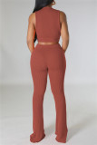 Casual Solid Basic O Neck Sleeveless Two Pieces