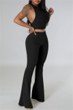 Casual Solid Basic O Neck Sleeveless Two Pieces