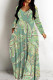 Casual Print Basic V Neck Long Dresses
