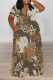 Casual Street Floral Print Pocket Contrast V Neck Printed Plus Size Dresses