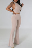 Casual Solid Basic O Neck Sleeveless Two Pieces