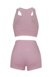 Casual Sportswear Solid Color Basic U Neck Sleeveless Two Pieces