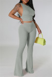 Casual Solid Basic O Neck Sleeveless Two Pieces