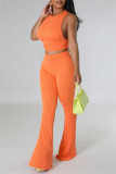 Casual Solid Basic O Neck Sleeveless Two Pieces