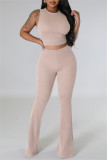 Casual Solid Basic O Neck Sleeveless Two Pieces