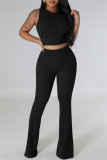 Casual Solid Basic O Neck Sleeveless Two Pieces