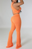 Casual Solid Basic O Neck Sleeveless Two Pieces