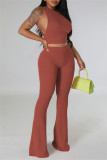 Casual Solid Basic O Neck Sleeveless Two Pieces
