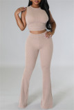 Casual Solid Basic O Neck Sleeveless Two Pieces