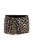 Casual Leopard Print Sequins Patchwork Skinny Mid Waist Conventional Full Print Bottoms