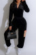 Casual Print Pocket Patchwork V Neck Long Sleeve Two Pieces