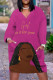 Casual Street Figure Print Letters Pocket Contrast V Neck Printed Plus Size Dresses