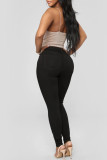 Denim Zipper Fly High Solid washing pencil Pants Bottoms