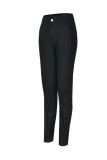 Denim Zipper Fly High Solid washing pencil Pants Bottoms