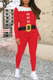 Casual Street Santa Claus Print Letters O Neck Long Sleeve Two Pieces