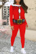 Casual Wapiti Santa Claus Letter Print O Neck Long Sleeve Two Pieces