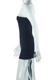 Casual Patchwork Contrast Turndown Collar Wrapped Skirt Dresses