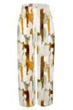 Casual Street Geometric Print Pocket Contrast Loose High Waist Wide Leg Full Print Bottoms