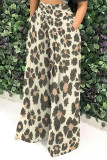 Casual Street Geometric Print Pocket Contrast Loose High Waist Wide Leg Full Print Bottoms