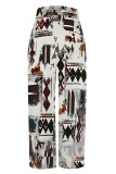 Casual Street Geometric Print Pocket Contrast Loose High Waist Wide Leg Full Print Bottoms