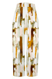 Casual Street Geometric Print Pocket Contrast Loose High Waist Wide Leg Full Print Bottoms