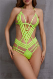 Sexy Solid Color Hollow Out Backless Patchwork Lingerie