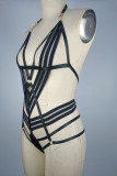 Sexy Solid Color Hollow Out Backless Patchwork Lingerie
