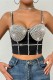 Sexy Nightclub Hot Rhinestone Patchwork Backless Spaghetti Strap Tops