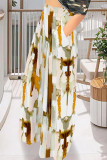 Casual Street Geometric Print Pocket Contrast Loose High Waist Wide Leg Full Print Bottoms