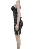 Sexy Solid Color Patchwork Backless Hot Drill Spaghetti Strap Sling Dresses