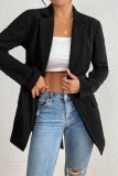 Casual Solid Color Cardigan Turndown Collar Outerwear