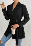 Casual Solid Color Cardigan Turndown Collar Outerwear