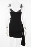 Sexy Party Hot Patchwork Backless Spaghetti Strap Wrapped Skirt Dresses