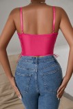 Sexy Solid Color Patchwork Backless Spaghetti Strap Tops