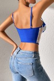 Sexy Casual Patchwork Backless Spaghetti Strap Tops