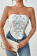Sexy Flowers Lace Strap Design Contrast Strapless Tops
