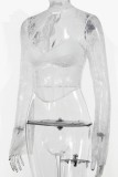 Sexy Solid Color Hollow Out See-Through Half A Turtleneck Tops