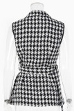 Casual Patchwork With Belt Turndown Collar Outerwear