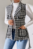 Casual Patchwork With Belt Turndown Collar Outerwear