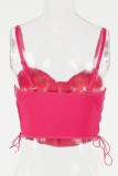 Sexy Solid Color Patchwork Backless Spaghetti Strap Tops