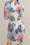 Casual Street Floral Print Contrast O Neck Printed Dresses