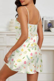 Sexy Leopard Print Polka Dot Flowers Contrast Sleepwear