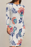 Casual Street Floral Print Contrast O Neck Printed Dresses