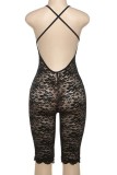 Sexy Hot Club Solid Color See-Through Backless Spaghetti Strap Skinny Rompers